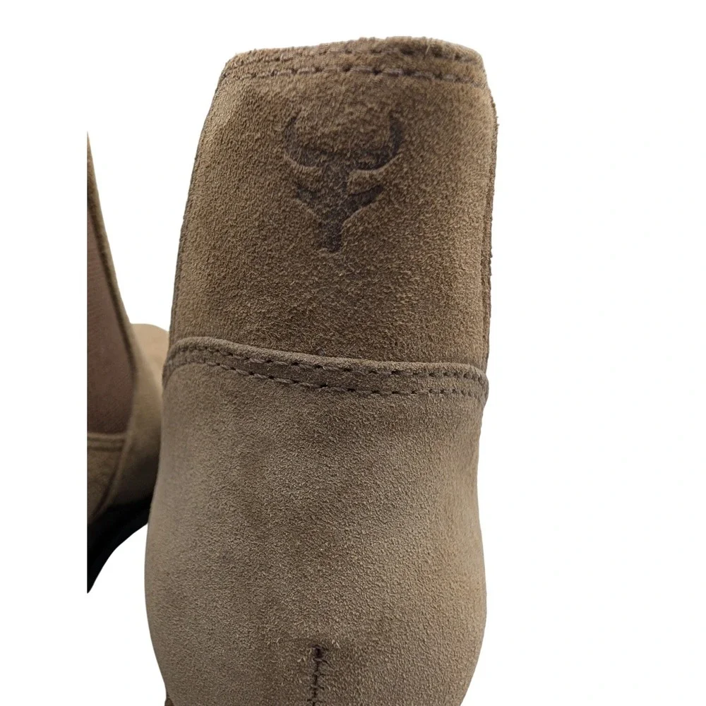 Trask Suede Wedge Ankle Booties Brown Elastic Goring Brazil - Size 6.5M